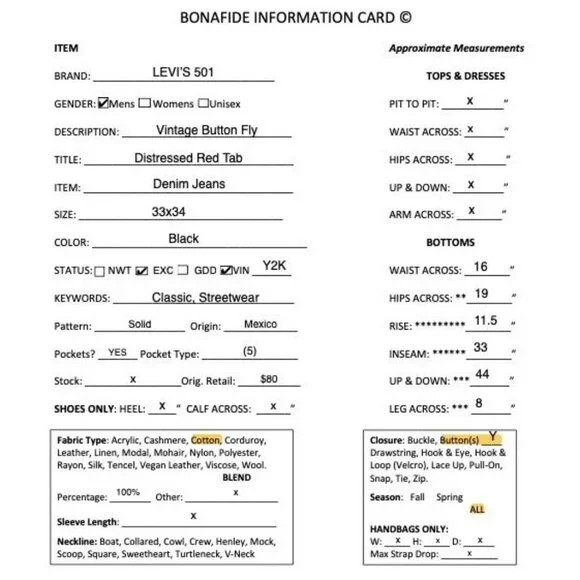 LEVI'S 501 Mens Vintage Button Fly Distressed Red Tab Jeans 33x34 Black AN EXC - Picture 12 of 12